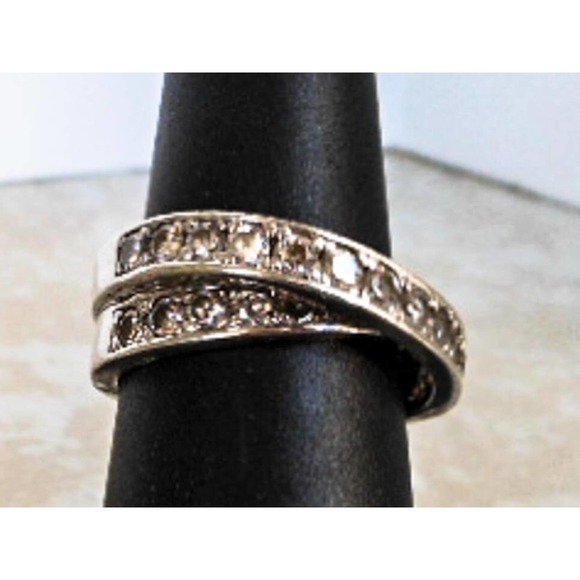 Vintage Sterling Silver Twist Eternity CZ Band Ring , Size 7 - Picture 9 of 9